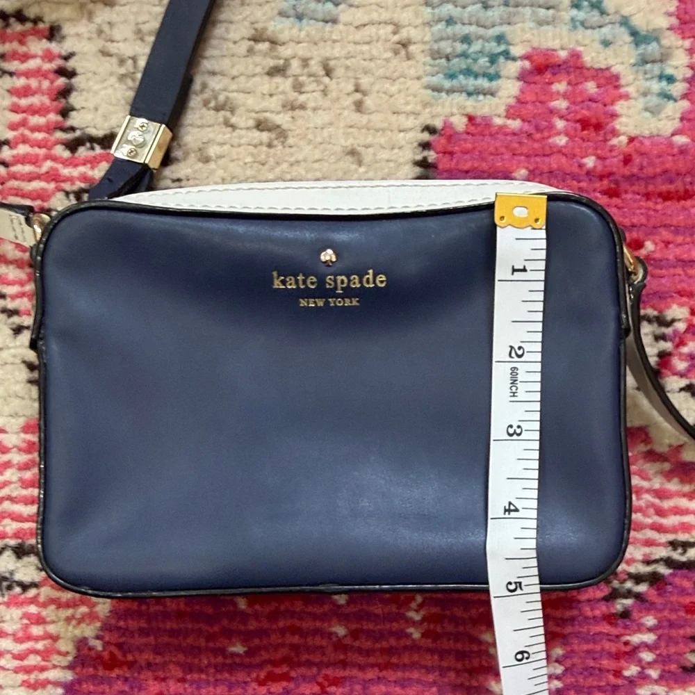kate spade Navy White Leather Crossbody with Gold Hardware - Picture 3 of 8
